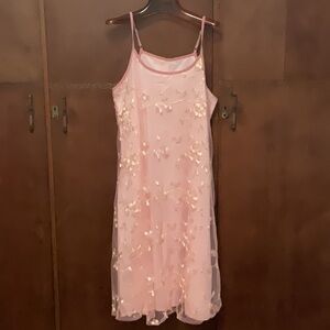 Elegant Pink Floral Embroidered Nightgown